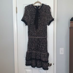 Zara Bow Tie Knit Tiered Sweater Dress NWT